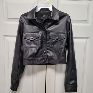 House of Harlow 1960 Studded Black Faux Leather Jacket
